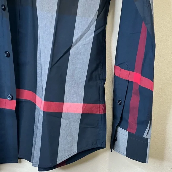 BURBERRY Check Stretch Poplin Shirt Size M